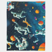 宇宙飛行士遊と宇宙する猫のバスケットボール フリースブランケット (正面)