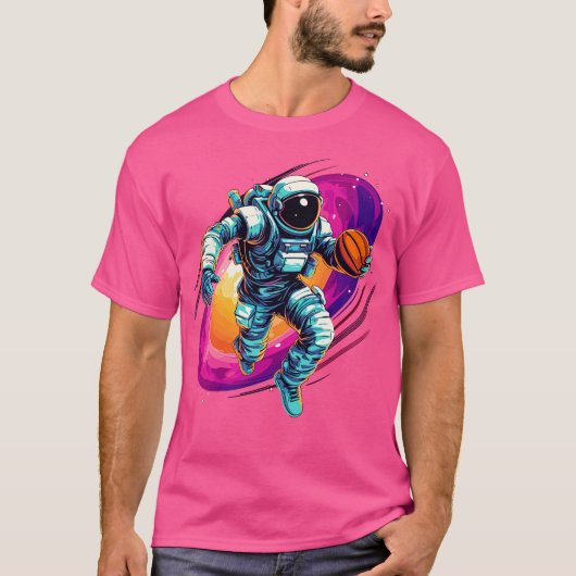 宇宙飛行士遊のバスケットボール宇宙1 Tシャツ (正面)
