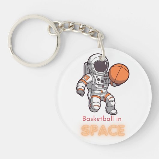 宇宙飛行士遊のバスケットボール宇宙T キーホルダー (正面)