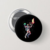 宇宙飛行士遊のバスケットボール惑星宇宙空間_ 缶バッジ (正面&裏面)