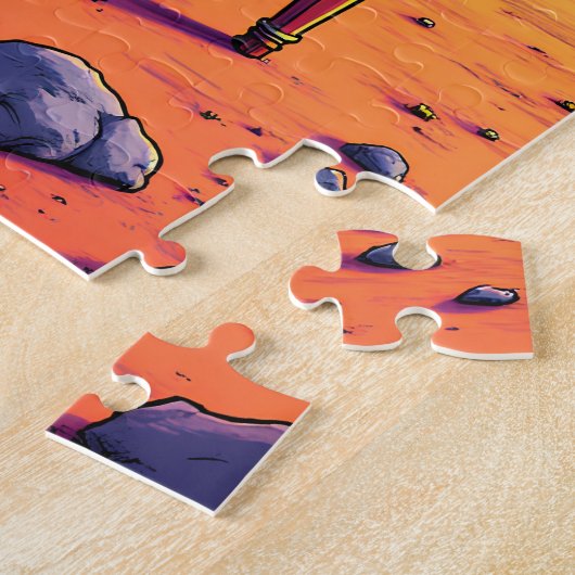 宇宙飛行士遊のピアノ月漫画宇宙 ジグソーパズル (側面)