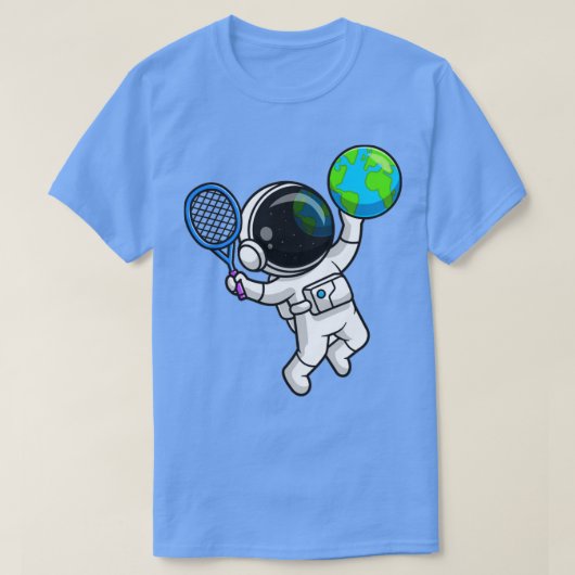 宇宙飛行士遊の地球テニス漫画 Tシャツ (デザイン正面)