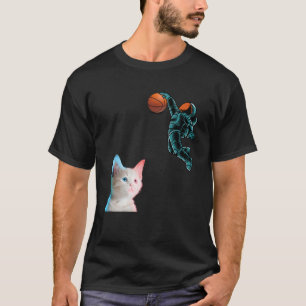 宇宙飛行士遊の猫用バスケットボール Tシャツ
