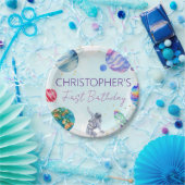 宇宙飛行士金ゴールドブルーロケット船惑星 ペーパープレート (パーティー)