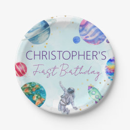 宇宙飛行士金ゴールドブルーロケット船惑星 ペーパープレート