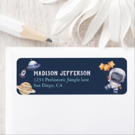 宇宙飛行士銀河系ブルーベビーシャワーパーティーアドレス ラベル