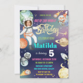 宇宙飛行士銀河系女子誕生日写真 招待状 (正面)