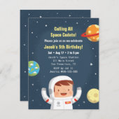 宇宙飛行士銀河系宇宙ボーイズ誕生日招待状 招待状 (正面/裏面)