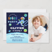 宇宙飛行士銀河系宇宙誕生日写真 招待状 (正面)