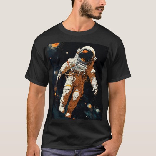 宇宙飛行士飛んでいるのTシャツ Tシャツ (正面)