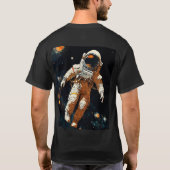 宇宙飛行士飛んでいるのTシャツ Tシャツ (裏面)
