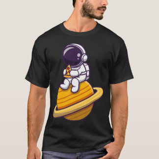 宇宙飛行士食べのピザプラネット Tシャツ