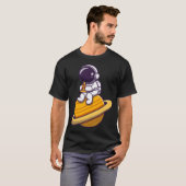 宇宙飛行士食べのピザプラネット Tシャツ (正面フル)