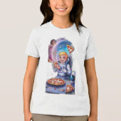 宇宙飛行士食べの宇宙のピザ。 トライブレンドＴシャツ (正面)