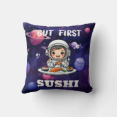 宇宙飛行士食べの寿司白文字 クッション (裏面)
