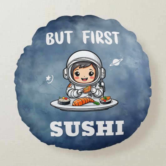 宇宙飛行士食べの寿司 ラウンドクッション (正面)