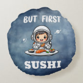 宇宙飛行士食べの寿司 ラウンドクッション (裏面)