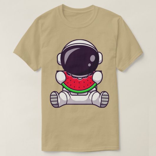 宇宙飛行士食べ物のスイカのフルーツアニメ Tシャツ (デザイン正面)