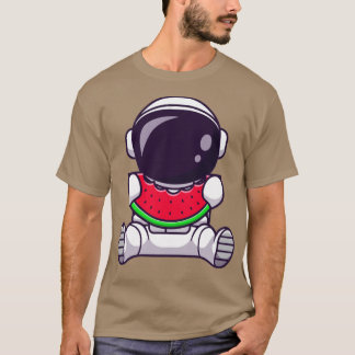 宇宙飛行士食べ物のスイカのフルーツアニメ Tシャツ