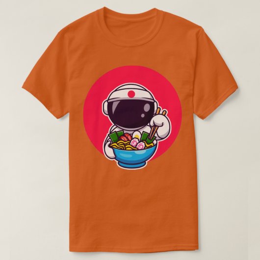宇宙飛行士食べ物のラーメン Tシャツ (デザイン正面)