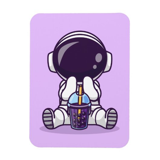 宇宙飛行士飲みボバティーイラストレーション磁石 マグネット (縦)
