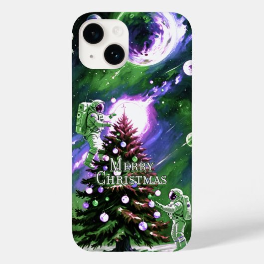 宇宙飛行士飾の宇宙のクリスマスツリー Case-Mate iPhoneケース (裏面)