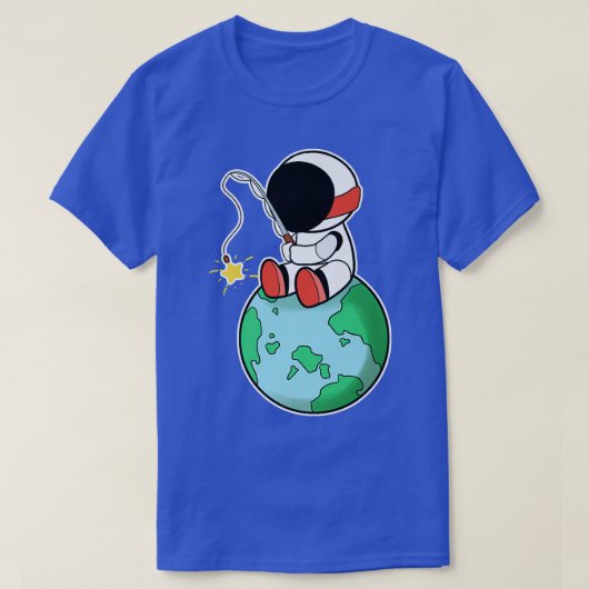 宇宙飛行士魚釣りオンアース Tシャツ (デザイン正面)