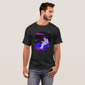 宇宙飛行士魚釣りボート宇宙海湖カッコいい魚 Tシャツ (正面フル)