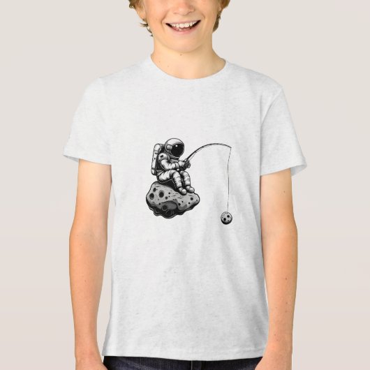 宇宙飛行士魚釣りモード銀河系宇宙パーティーロケット トライブレンドＴシャツ (正面)