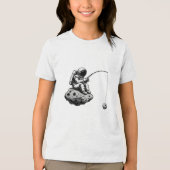 宇宙飛行士魚釣りモード銀河系宇宙パーティーロケット トライブレンドＴシャツ (正面)