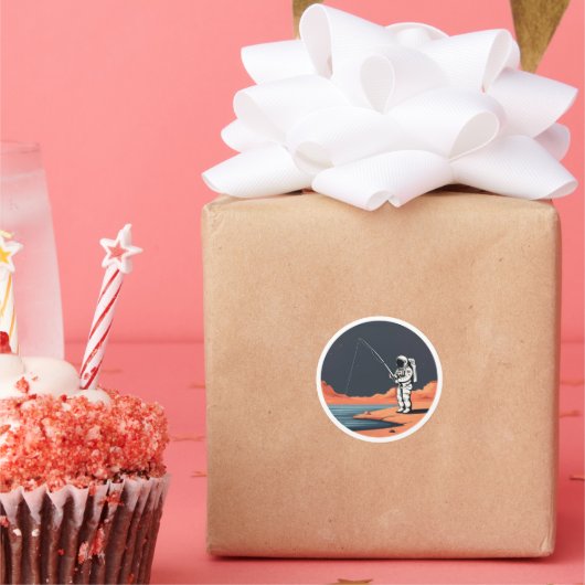 宇宙飛行士魚釣りモード銀河系宇宙パーティーロケット ラウンドシール (パーティー)