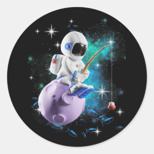 宇宙飛行士魚釣り宇宙空間銀河系 ラウンドシール