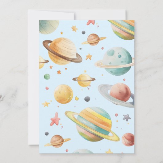 宇宙飛行士1回目のバースデーのまわりに1回目の日没 招待状 (裏面)