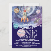 宇宙飛行士1年誕生日 招待状 (正面)