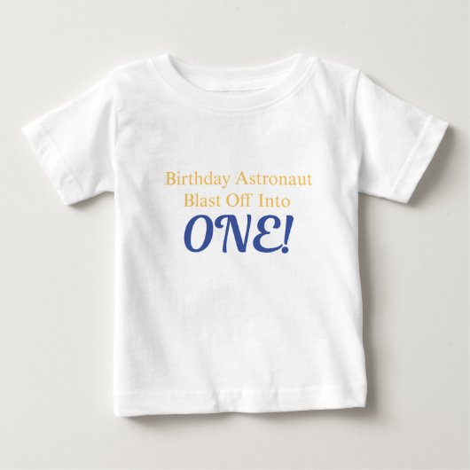 宇宙飛行士1歳の誕生日おめでとうTシャツ ベビーTシャツ (正面)