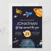 宇宙飛行士1歳の誕生日宇宙パーティー 招待状 (正面)