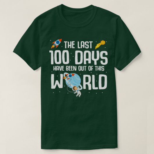 宇宙飛行士100日の学校宇宙船ロケット Tシャツ (デザイン正面)