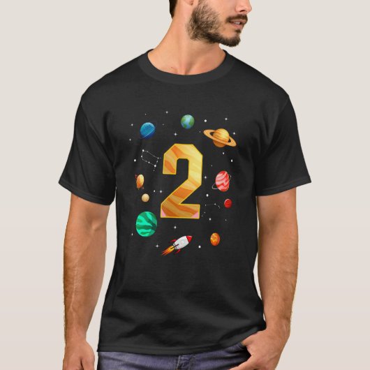 宇宙飛行士2歳の誕生日ボーイ Tシャツ (正面)
