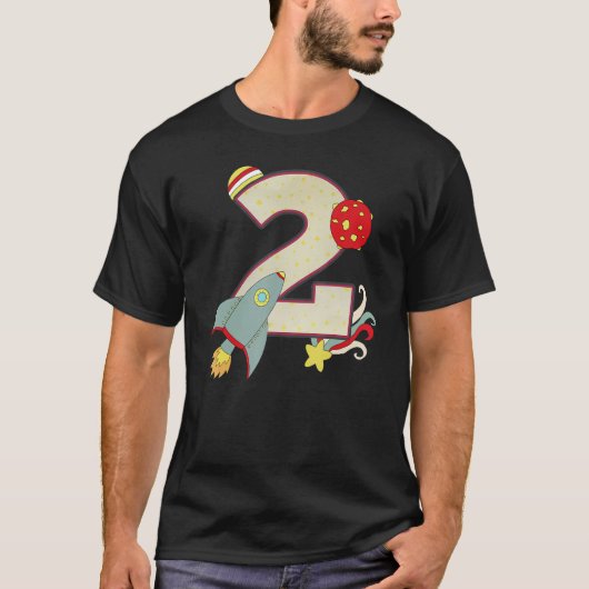 宇宙飛行士2歳の誕生日ボーイ Tシャツ (正面)