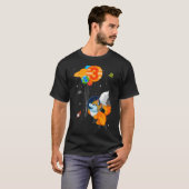 宇宙飛行士3歳の誕生日キツネ宇宙服 Tシャツ (正面フル)
