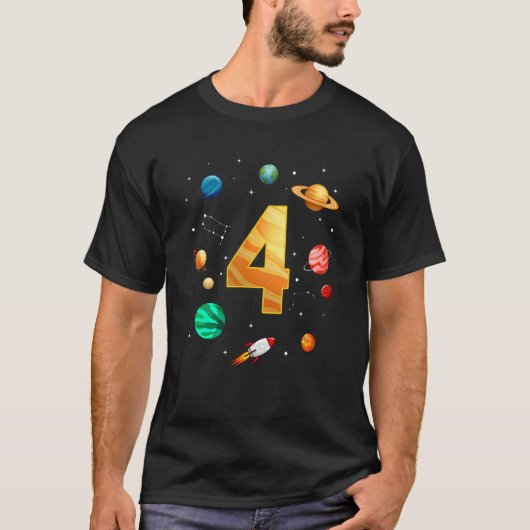 宇宙飛行士4歳の誕生日の少年4歳 Tシャツ (正面)