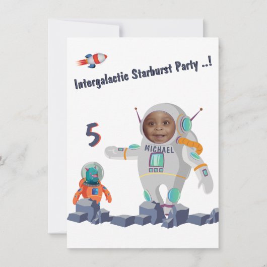宇宙飛行士5誕生日 招待状 (正面)