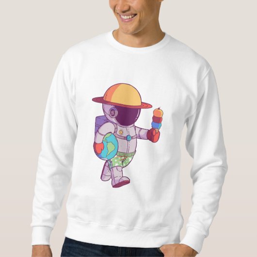 宇宙飛行士、おもしろい惑星宇宙空間 スウェットシャツ (正面)
