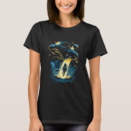 宇宙飛行士 エイリアン 誘拐 天文学 地球外 Tシャツ (正面)