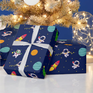 宇宙飛行士 クリスマスツリー キッズ ラッピングペーパー