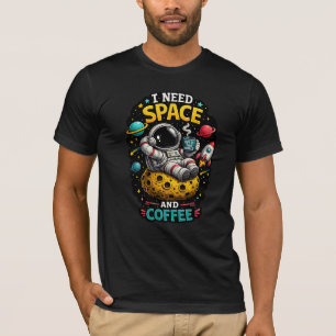 宇宙飛行士 コーヒー好き スペース ユーモア Tシャツ デザイン