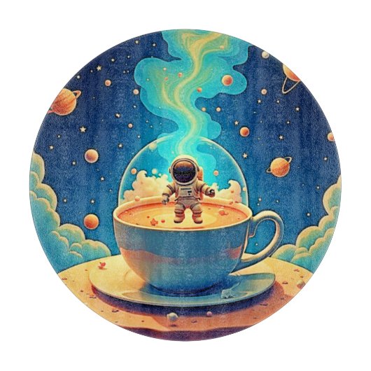 宇宙飛行士 コーヒー スペースアート カッティングボード (正面)