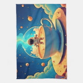 宇宙飛行士 コーヒー スペースアート キッチンタオル (縦)