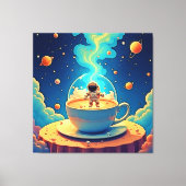 宇宙飛行士 コーヒー スペースアート キャンバスプリント (正面)