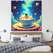 宇宙飛行士 コーヒー スペースアート キャンバスプリント (インサイチュ (寝室))
